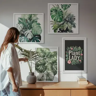 Komplet štirih slik v okvirju Tropske rastline Plant Lady komplet štirih slik v okvirju