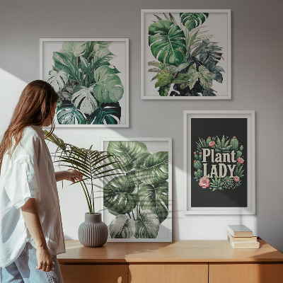 Set 4 slik v okvirju Tropske rastline Plant Lady