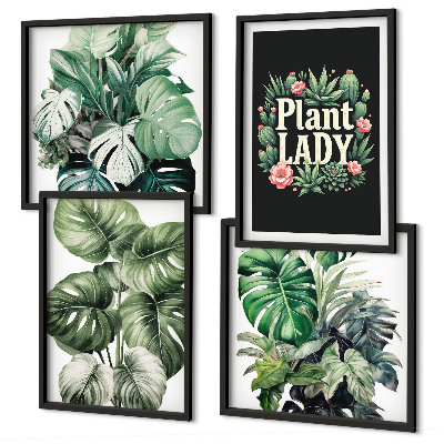 Set 4 slik v okvirju Tropske rastline Plant Lady