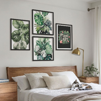 Set 4 slik v okvirju Tropske rastline Plant Lady