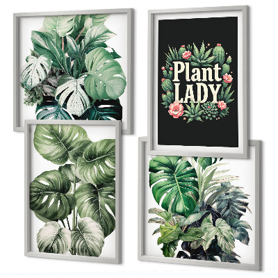 Set 4 slik v okvirju Tropske rastline Plant Lady