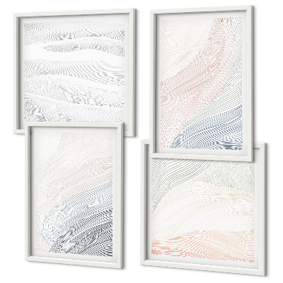 Set 4 slik v okvirju Abstraktni pastelni valovi