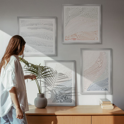 Set 4 slik v okvirju Abstraktni pastelni valovi