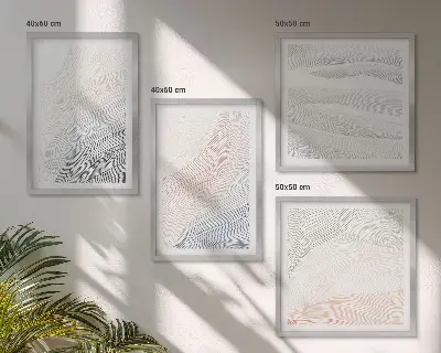 Abstraktni pastelni valovi komplet 4 slik v okvirjih