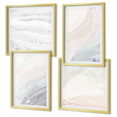 Set 4 slik v okvirju Abstraktni pastelni valovi
