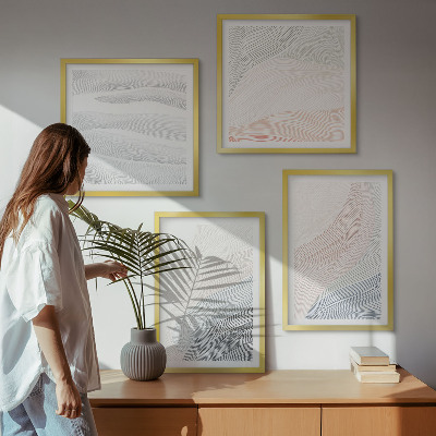 Set 4 slik v okvirju Abstraktni pastelni valovi