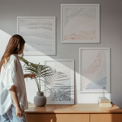 Set 4 slik v okvirju Abstraktni pastelni valovi