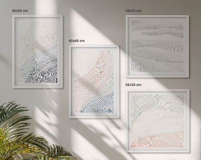 Set 4 slik v okvirju Abstraktni pastelni valovi