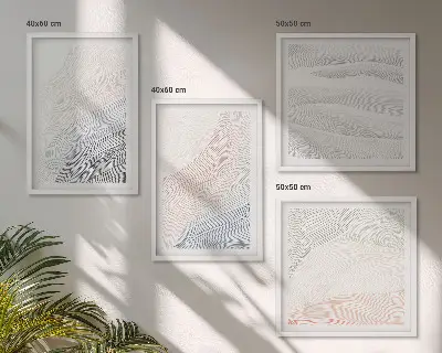 Abstraktni pastelni valovi komplet 4 slik v okvirjih