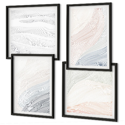 Set 4 slik v okvirju Abstraktni pastelni valovi