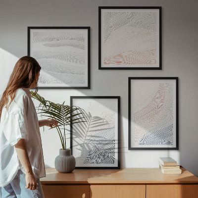 Set 4 slik v okvirju Abstraktni pastelni valovi