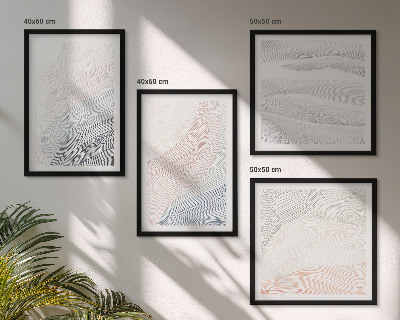 Set 4 slik v okvirju Abstraktni pastelni valovi