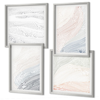Set 4 slik v okvirju Abstraktni pastelni valovi
