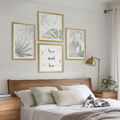 Pripravljena stenska galerija Listi rastlin so zelenkasto-sivi