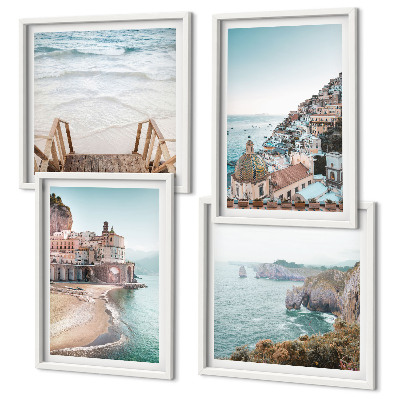 Pripravljena stenska galerija Poletni pastelni razgledi na plažo