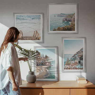 Pripravljena stenska galerija Poletni pastelni razgledi na plažo