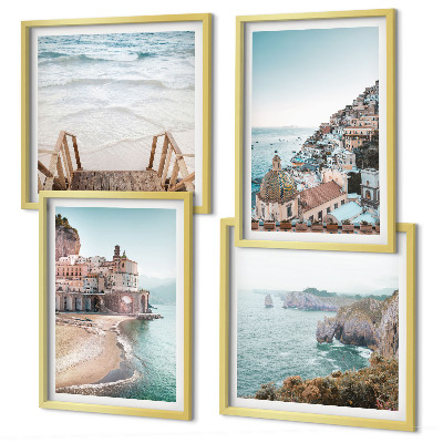 Pripravljena stenska galerija Poletni pastelni razgledi na plažo