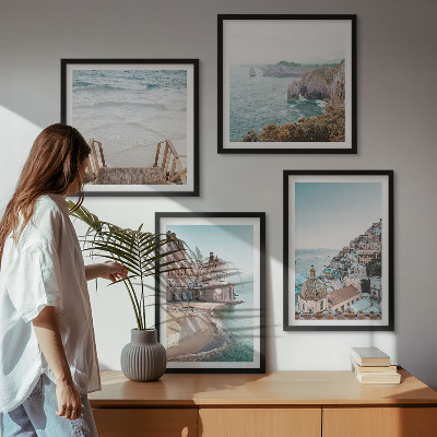 Pripravljena stenska galerija Poletni pastelni razgledi na plažo