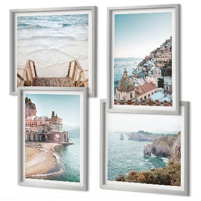 Pripravljena stenska galerija Poletni pastelni razgledi na plažo