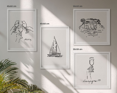 Pripravljena stenska galerija Hiša na vodi, toast jadrnica