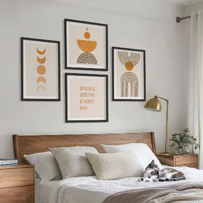 Komplet slik za nad zofo z minimalističnimi boho vzorci