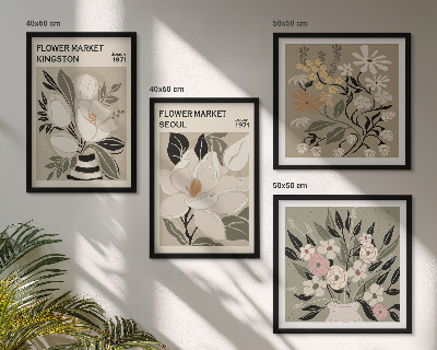 Pripravljena stenska galerija Retro rože iz mest po svetu