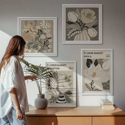Pripravljena stenska galerija Retro rože Kingston Seul