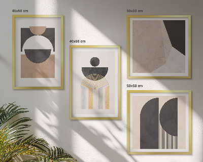 Pripravljena stenska galerija Abstraktne oblike bež rjave