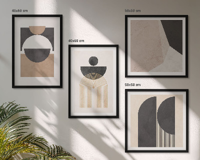 Pripravljena stenska galerija Abstraktne oblike bež rjave