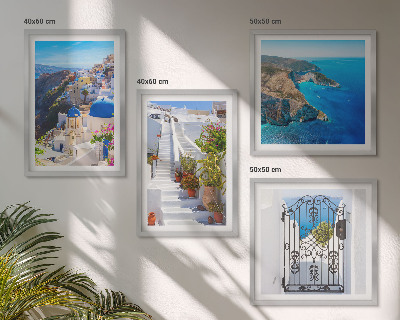 Pripravljena stenska galerija Grška arhitektura Santorinija v Oiji