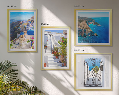 Pripravljena stenska galerija Grška arhitektura Santorinija v Oiji