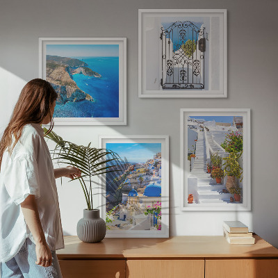 Pripravljena stenska galerija Grška arhitektura Santorinija v Oiji