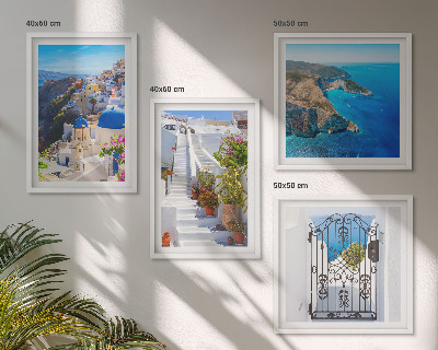 Pripravljena stenska galerija Grška arhitektura Santorinija v Oiji
