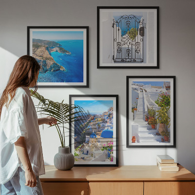 Pripravljena stenska galerija Grška arhitektura Santorinija v Oiji