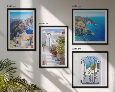 Pripravljena stenska galerija grška arhitektura v Oiji na Santoriniju