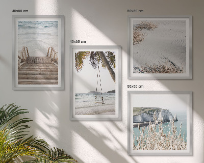 Pripravljena stenska galerija Stopnice na plaži, gugalnica, morje