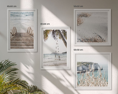 Pripravljena stenska galerija Stopnice na plaži, gugalnica, morje