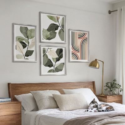Set 4 slik v okvirju Geometrijski rastlinski motivi
