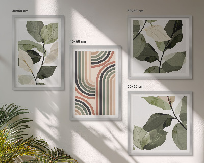 Set 4 slik v okvirju Geometrijski rastlinski motivi