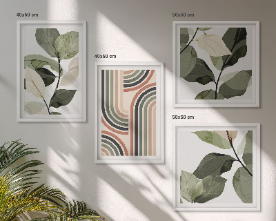 Set 4 slik v okvirju Geometrijski rastlinski motivi