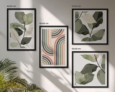 Set 4 slik v okvirju Geometrijski rastlinski motivi