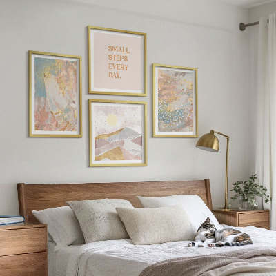 Set 4 slik v okvirju Abstraktni pastelni vzorci