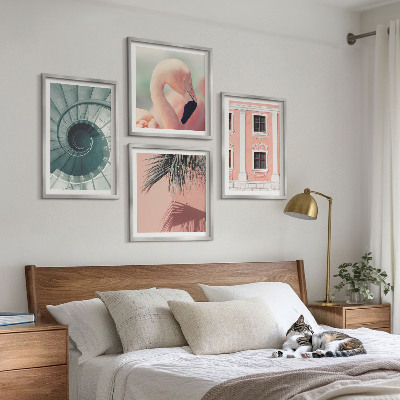 Set 4 slik v okvirju Arhitekturni pastelni vzorci