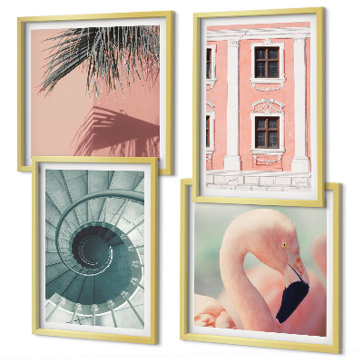 Set 4 slik v okvirju Arhitekturni pastelni vzorci