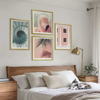 Set 4 slik v okvirju Arhitekturni pastelni vzorci