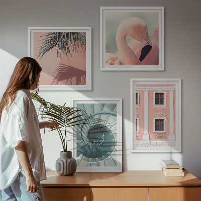 Set 4 slik v okvirju Arhitekturni pastelni vzorci