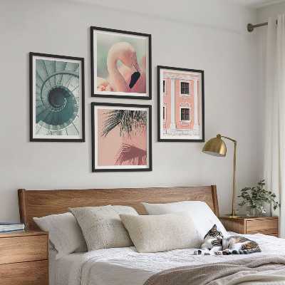 Set 4 slik v okvirju Arhitekturni pastelni vzorci
