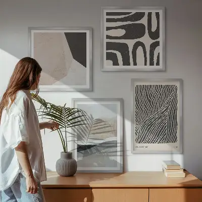 Pripravljena stenska galerija abstraktni vzorci v boemskem slogu