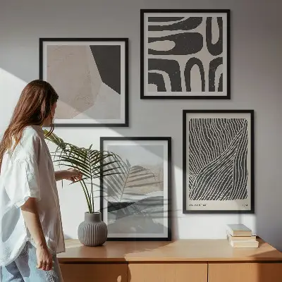 Pripravljena stenska galerija abstraktni vzorci v boemskem slogu