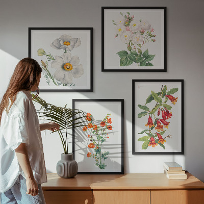 Pripravljena stenska galerija Retro cvetlično slikarstvo